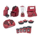 Kit Cozinha Infantil Completa Brinquedo Menino Vermelho 13pç