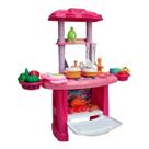 Kit Cozinha Infantil Completa Importway Rosa com Pia Funcional Som e 43 Acessórios