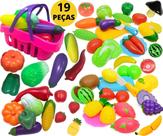 Kit Cozinha Infantil Feirinha Frutas e Legumes Cestinha Hortifruti Brinquedo Comidinhas Crec Crec