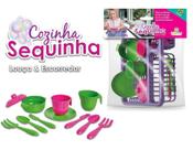 Kit cozinha infantil sequinha com escorredor e acessorios