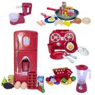Kit Cozinha Infantil Vermelho Comida Geladeira Batedeira 48p