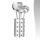 Kit Cozinha Inox Utensílios Suporte Concha Colher 5 Peças