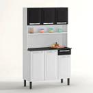 Kit cozinha itatiaia 6p 2g 1,05m rose compacta branco com preto