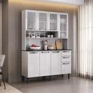 Kit Cozinha Itatiaia Florença Cristal Aço 140cm 8 Portas 4 Vidros Branco Kit Cozinha Itatiaia Florença Cristal Aço 140cm 8 Portas 4 Vidros Branco