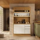 Kit Cozinha Itatiaia Lisboa Loft 3 Portas 2 Gavetas com Porta de Vidro Freijó/Off White Kit Cozinha Itatiaia Lisboa Loft 3 Portas 2 Gavetas com Porta de Vidro Freijó/Off White