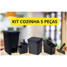 Kit Cozinha Lixeira 7 Litros + Lixeira 5 Litros + Escorredor Talheres + Porta Detergente + Rodinho