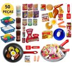 Kit Cozinha MERCADINHO Infantil Comidinhas de Brinquedo C/ Frigideira Gourmet + Feirinha