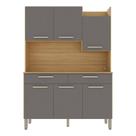 Kit Cozinha Modena Plus 6 Portas Freijó Gris - Kits Paraná Kit Cozinha Modena Plus 6 Portas Freijó Gris - Kits Paraná
