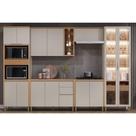 Kit Cozinha Modulada 6 Peças Allure (2Aéreos+2Balcões+1Cristaleira+1TorreQuente) CP03 Jequitiba/Gris Fosco - Linea Brasil