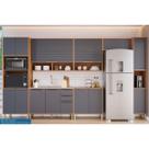 Kit Cozinha Modulada 7 Peças Esplêndida (3Aéreos+2Balcões+1Paneleiro+1TorreQuente) C7P184 Freijo/Titanium - MGM