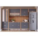Kit Cozinha Modulada 8 Peças Eloise (3Aéreos+2Balcões+1Cristaleira+2Complementos) C8P179 Freijo/Titanium - MGM