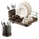 Kit Cozinha Porta Talheres + Escorredor De Louça Bandeja Cor Café - Future Kit Cozinha Porta Talheres + Escorredor De Louça Bandeja Cor Café - Future