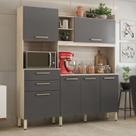 Kit cozinha select demobile 6 portas 2 gavetas avena grafito