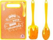 Kit Cozinha Tábua de Corte Colher Espátula Calda de Caramelo