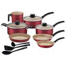 Kit Cozinha Tramontina 10 Peças Turim em Alumínio Starflon Max Vermelho