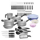 Kit Cozinha Tramontina 47 Peças com Panelas Antiaderentes, Talheres, Facas e Utensílios Domésticos