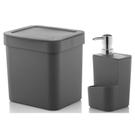 Kit Cozinha Trium Dispenser Porta Detergente Bucha + Lixeira 4,7 Litros - Ou