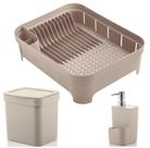 Kit Cozinha Trium Escorredor De Louças + Lixeira 2,5L + Dispenser Detergente - Ou
