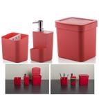 Kit Cozinha Trium Escorredor Talheres + Dispenser Detergente + Lixeira - KTE 012 Ou