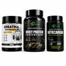 Kit Creatina dos pulgas 300g Whey Protein 180 Cápsulas Arginina 120 Cápsulas