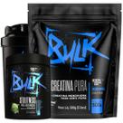 Kit Creatina Pura 100% Monohidratada 500g + Pré Treino Stoutness 300g + Shaker - Bulk Suplementos