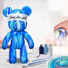 Kit Criativo de Pintura DIY Urso 23 cm Azul e Branco Kit Criativo de Pintura DIY Urso 23 cm Azul e Branco