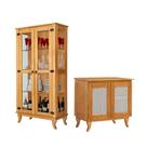 Kit Cristaleira Alta com Buffet Madeira Maciça Acabamento Superior para Sala Vintage Retrô Imbuia