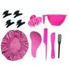 Kit Cronograma Capilar Completo Spa Em Casa Touca Cumbuca Espátula Piranhas Escova De Lavatório