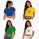 Kit Cropped Feminino Seleção Brasileira Confortável para Torcida Brasil Kit Cropped Feminino Seleção Brasileira Confortável para Torcida Brasil