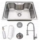 Kit Cuba Aço Cozinha Inox C/ Torneira Flexível Gourmet