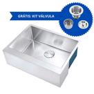 Kit Cuba Americana Farmhouse Flat Aço Inox 1mm Escovado SA105-PPF 65,3x49,8x22,8cm Acompanha Válvula Kit Cuba Americana Farmhouse Flat Aço Inox 1mm Escovado SA105-PPF 65,3x49,8x22,8cm Acompanha Válvula