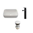 Kit Cuba Apoio Fluorita c/ Válvula e Torneira Alta Monocomando Madeira Pingoo.Casa - Branco e Preto Kit Cuba Apoio Fluorita c/ Válvula e Torneira Alta Monocomando Madeira Pingoo.Casa - Branco e Preto