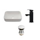 Kit Cuba Apoio Fluorita c/ Válvula e Torneira Baixa Monocomando Madeira Pingoo.Casa - Branco e Preto