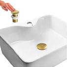 Kit Cuba Apoio Roma e Válvula Click para Cubas Inox Dourada Fosca Kit Cuba Apoio Roma e Válvula Click para Cubas Inox Dourada Fosca