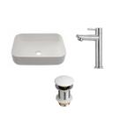 Kit Cuba Apoio Slim Fluorita c/ Válvula e Torneira Baixa Inox Amazonas Pingoo.Casa - Branco e Prata Kit Cuba Apoio Slim Fluorita c/ Válvula e Torneira Baixa Inox Amazonas Pingoo.Casa - Branco e Prata