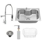 Kit Cuba Cozinha Aço Inox C/ Torneira Gourmet Spray Extensor