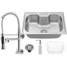 Kit Cuba Cozinha Gourmet Aço Inox C/ Torneira Parede Gourmet