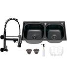 Kit Cuba Cozinha Gourmet Dupla C/ Torneira Parede Preta