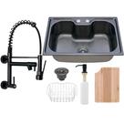 Kit Cuba Cozinha Gourmet Inox Tábua C/ Torneira Parede Preta