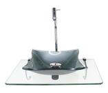 Kit cuba de vidro 10mm prata tampo 50cm incolor com suporte torneira valvula
