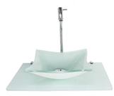 Kit cuba de vidro 10mm tampo 50cm branco full com suporte torneira valvula