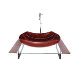 Kit cuba de vidro abaulada com tampo 60cm vermelho cereja e suporte preto