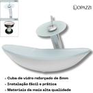 Kit Cuba de Vidro Oval Canoa + Torneira Cascata Monocomando + Válvula Click UP Banheiros Lavabos