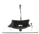 Kit cuba de vidro quadrada 10mm ouro envelhecido com tampo 50cm incolor e suporte cromado