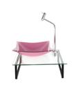 Kit cuba de vidro quadrada 10mm rosa com tampo 40cm incolor e suporte preto