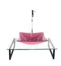 Kit cuba de vidro quadrada 10mm rosa com tampo 50cm incolor e suporte preto