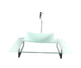 Kit cuba de vidro quadrada com tampo 60cm branco e suporte preto