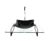 Kit cuba de vidro quadrada preta com tampo 60cm incolor e suporte torneira valvula
