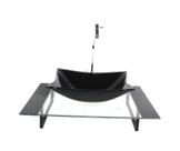 Kit cuba de vidro retangular com tampo 60cm preto e suporte preto