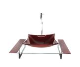 Kit cuba de vidro retangular com tampo 60cm vermelho cereja e suporte preto